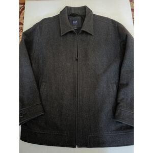 Gap Men's XL Dark Gray Wool Blend Jacket Vintage Full Zip with Quilted Lining